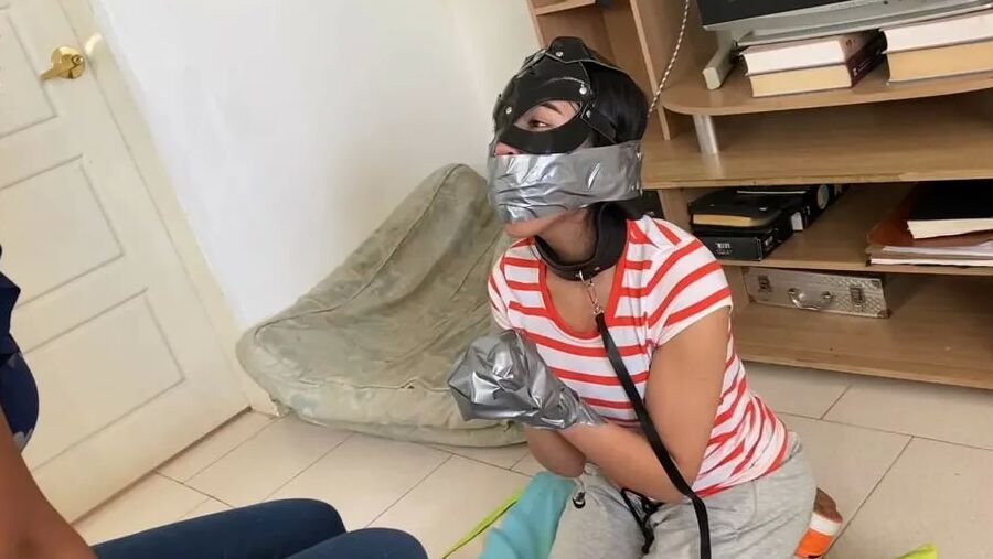 Gagged Bondage Girl Smelling Mistress Sweaty Feet