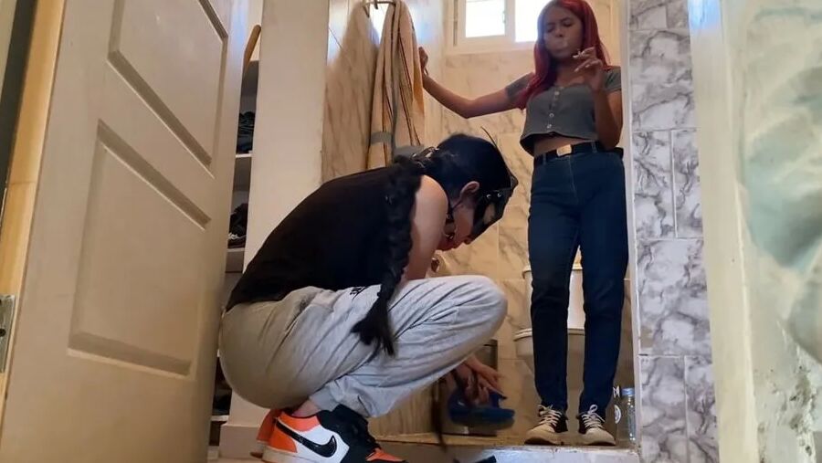 Cute Slave Girl Used As Toilet Cleaner By Lezdom Mistress