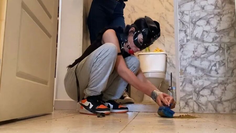 Cute Slave Girl Used As Toilet Cleaner By Lezdom Mistress