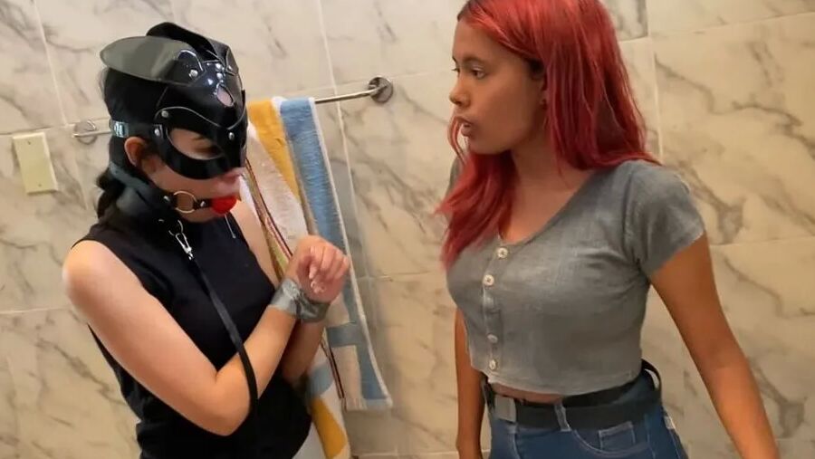 Cute Slave Girl Used As Toilet Cleaner By Lezdom Mistress