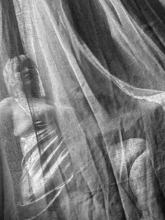 Silhouette in the curtain BBW Naked curves sensual chubby