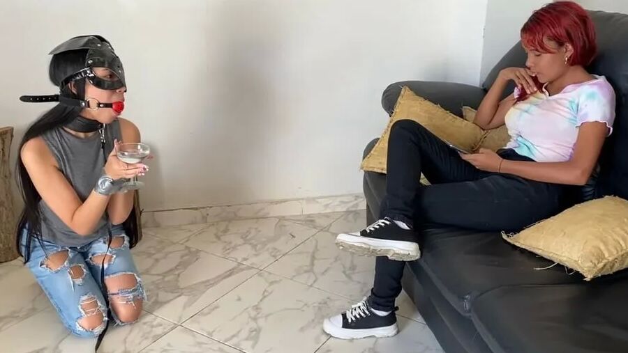 Submissive Slave Gives Mistress Foot Massage And Pedicure