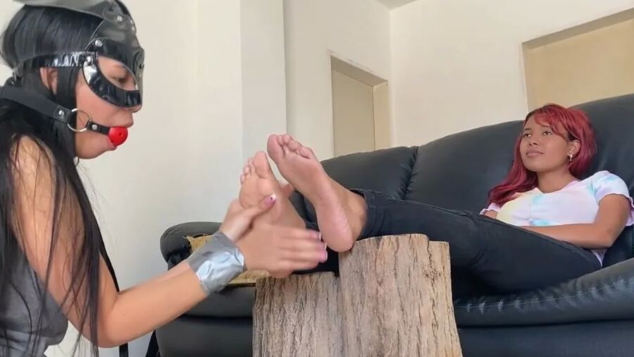 Submissive Slave Gives Mistress Foot Massage And Pedicure