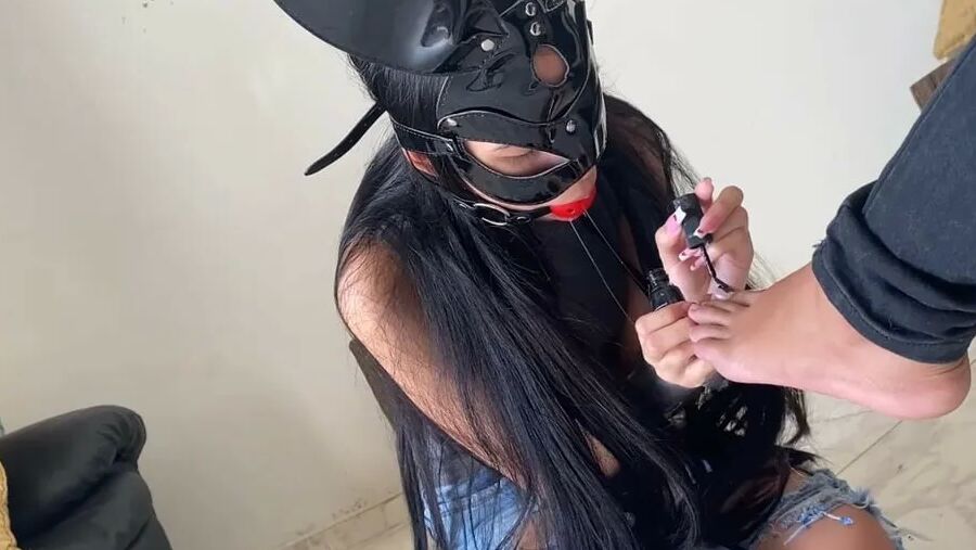 Submissive Slave Gives Mistress Foot Massage And Pedicure