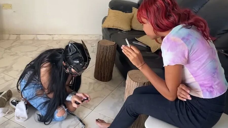 Submissive Slave Gives Mistress Foot Massage And Pedicure