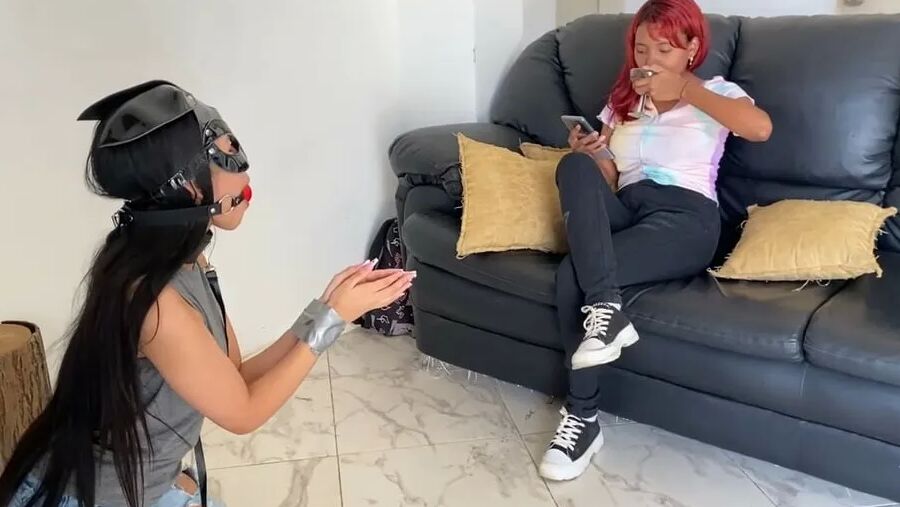 Submissive Slave Gives Mistress Foot Massage And Pedicure