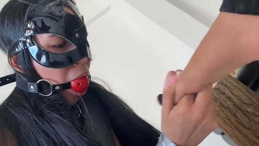 Submissive Slave Gives Mistress Foot Massage And Pedicure