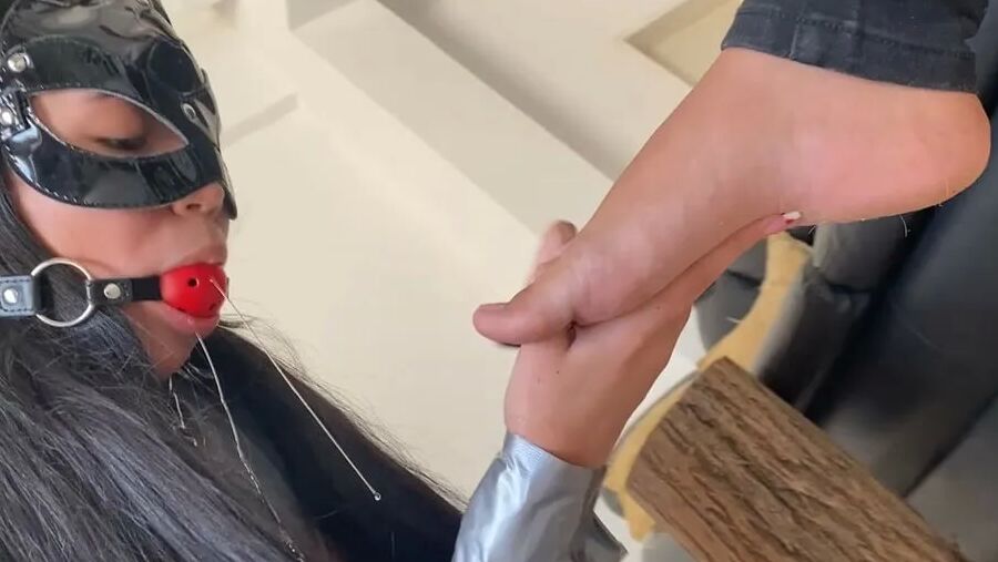 Submissive Slave Gives Mistress Foot Massage And Pedicure