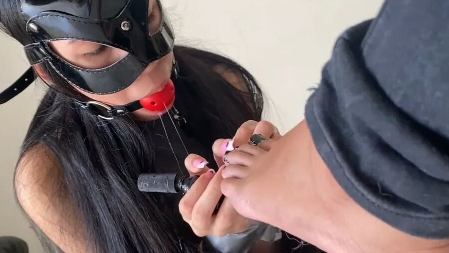 Submissive Slave Gives Mistress Foot Massage And Pedicure