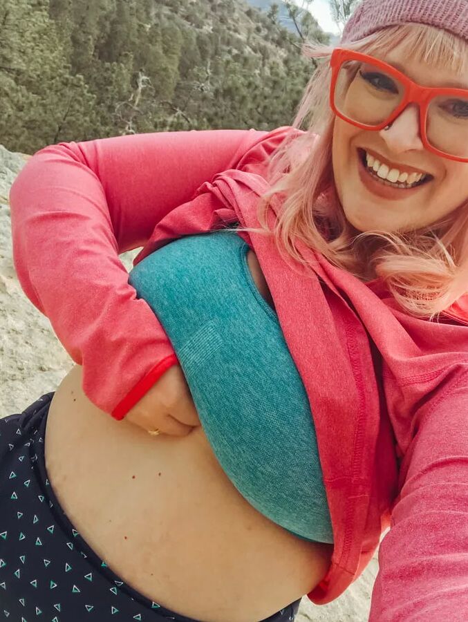 Outdoor with my shirt up showing off my huge tits bbw woods