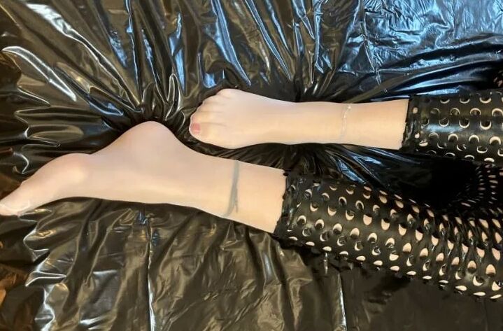 White Mules, Black Leggings
