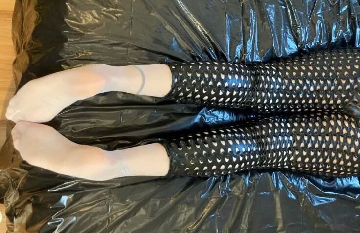 White Mules, Black Leggings