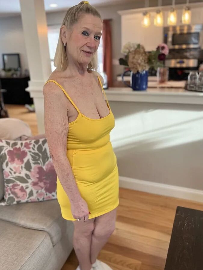 65 YEAR OLD STEPMOM DANIELLE DUBONNET in Yellow Skirt