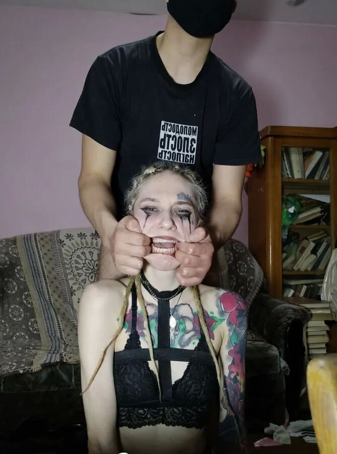 Stretching her mouth with my big cock