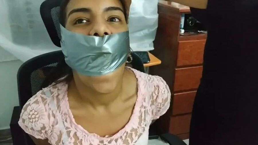 Petite Girl Silenced With BIG Tape Gag! - Selfgags