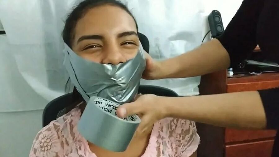 Petite Girl Silenced With BIG Tape Gag! - Selfgags