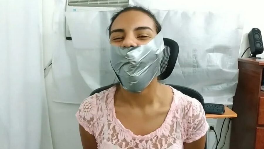 Petite Girl Silenced With BIG Tape Gag! - Selfgags