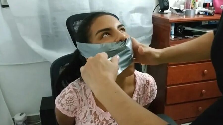 Petite Girl Silenced With BIG Tape Gag! - Selfgags