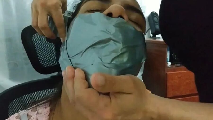 Petite Girl Silenced With BIG Tape Gag! - Selfgags