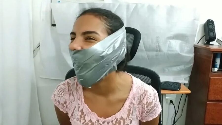 Petite Girl Silenced With BIG Tape Gag! - Selfgags