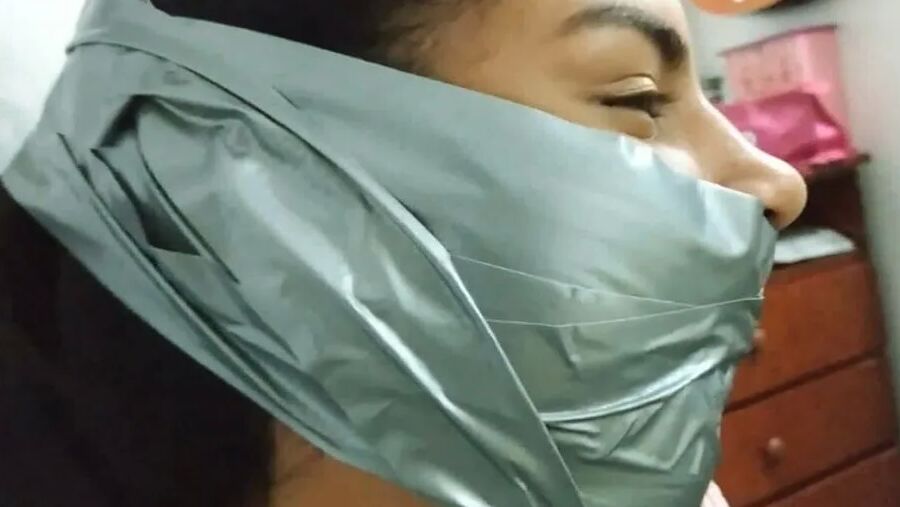 Petite Girl Silenced With BIG Tape Gag! - Selfgags