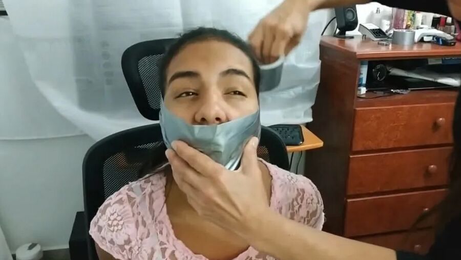 Petite Girl Silenced With BIG Tape Gag! - Selfgags