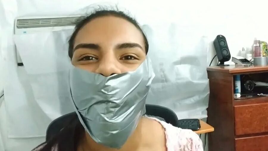 Petite Girl Silenced With BIG Tape Gag! - Selfgags
