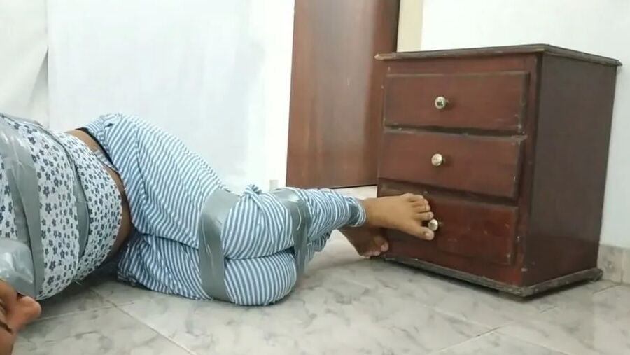 Bound And Gagged Girl Struggles In Her Pajamas - Selfgags