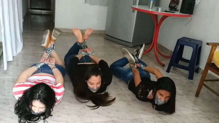 Angry MILF Gets Lesbian Foot Worship In Bondage - Selfgags
