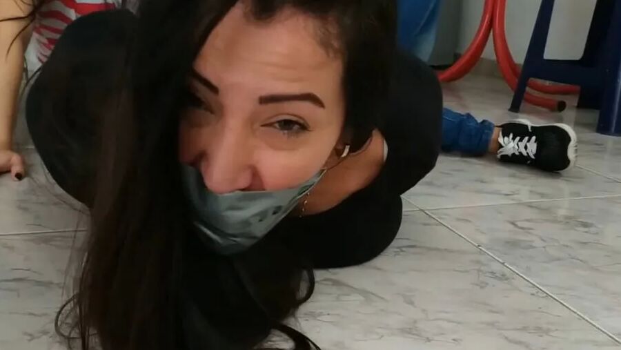 Angry MILF Gets Lesbian Foot Worship In Bondage - Selfgags