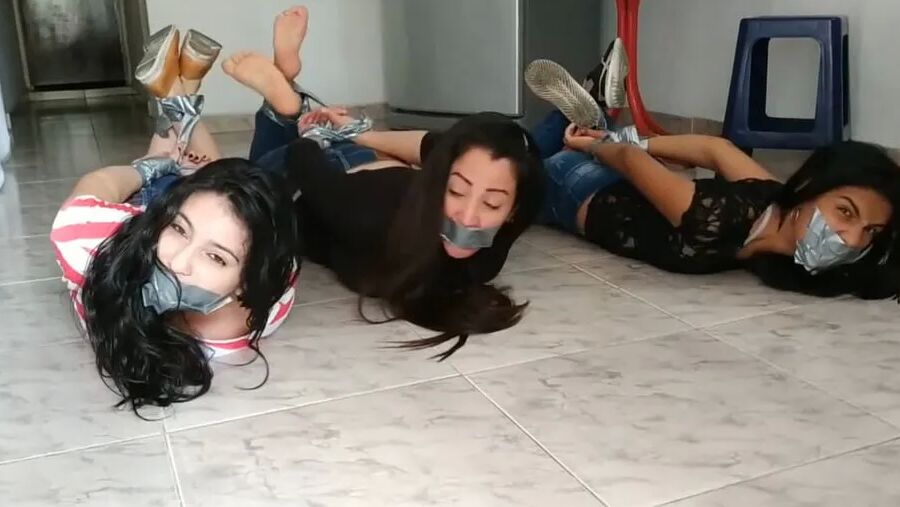 Angry MILF Gets Lesbian Foot Worship In Bondage - Selfgags