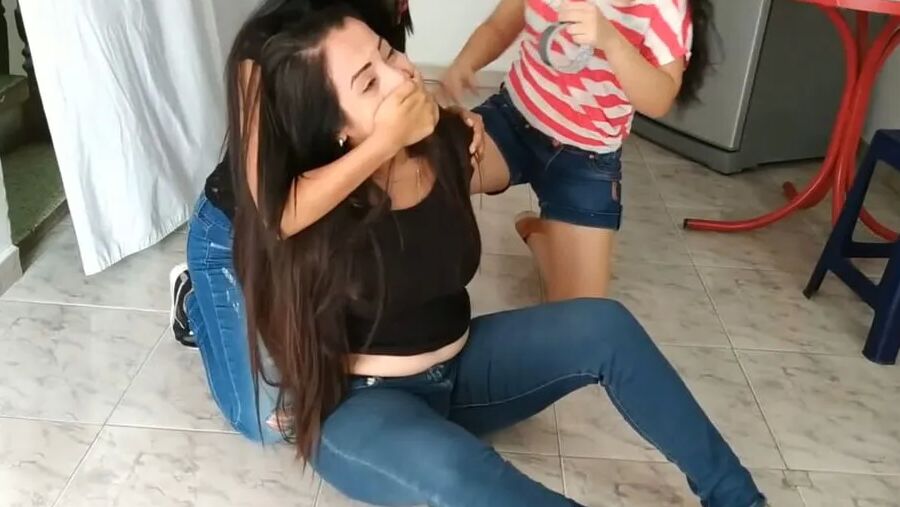 Angry MILF Gets Lesbian Foot Worship In Bondage - Selfgags