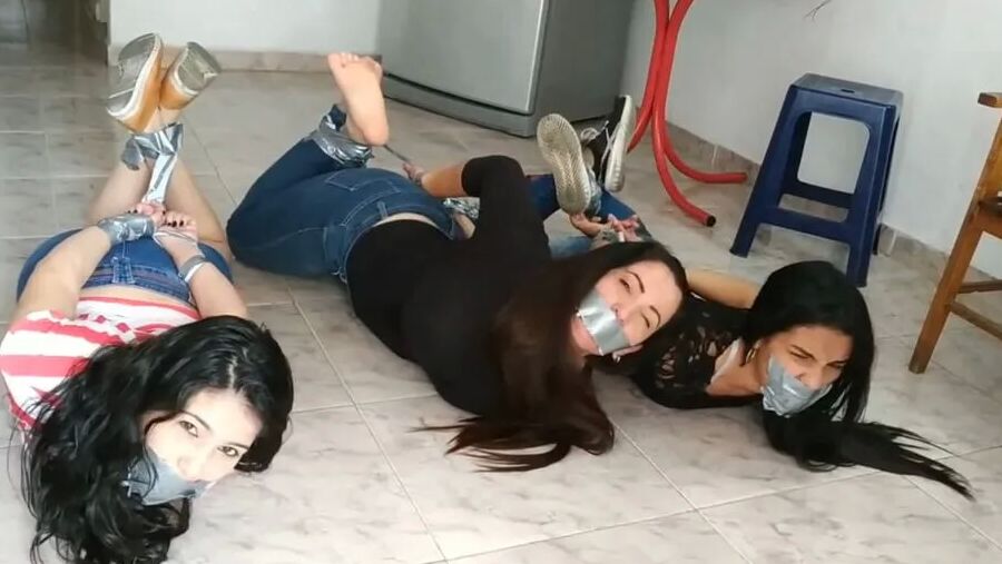 Angry MILF Gets Lesbian Foot Worship In Bondage - Selfgags