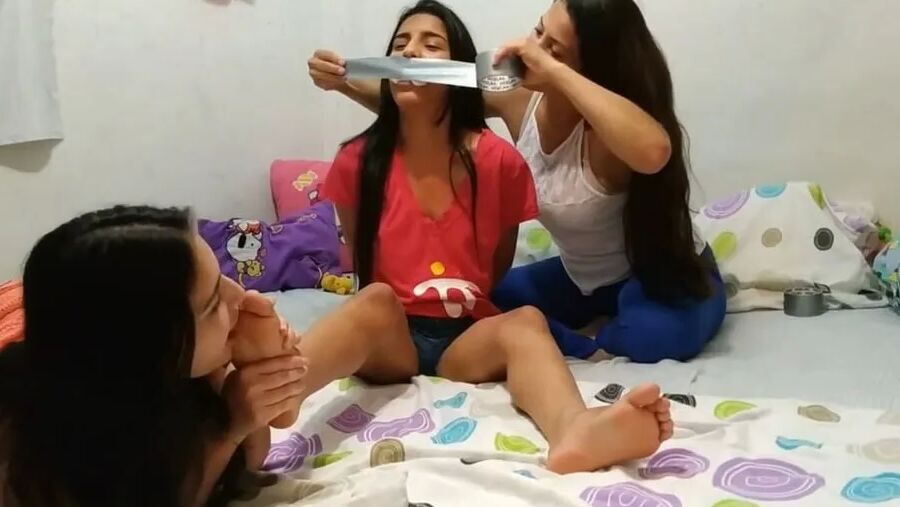 Mouth Stuffed, Tape Gagged And Foot Worshipped!