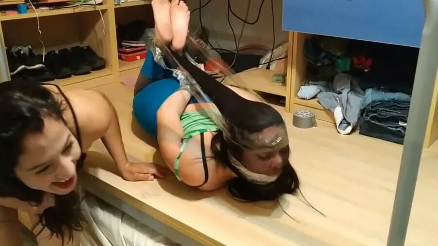 Strictly Hogtied Girl In Pantyhose Encasement