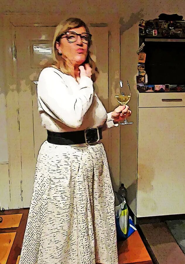 Her petticoat pressed her breasts forward
