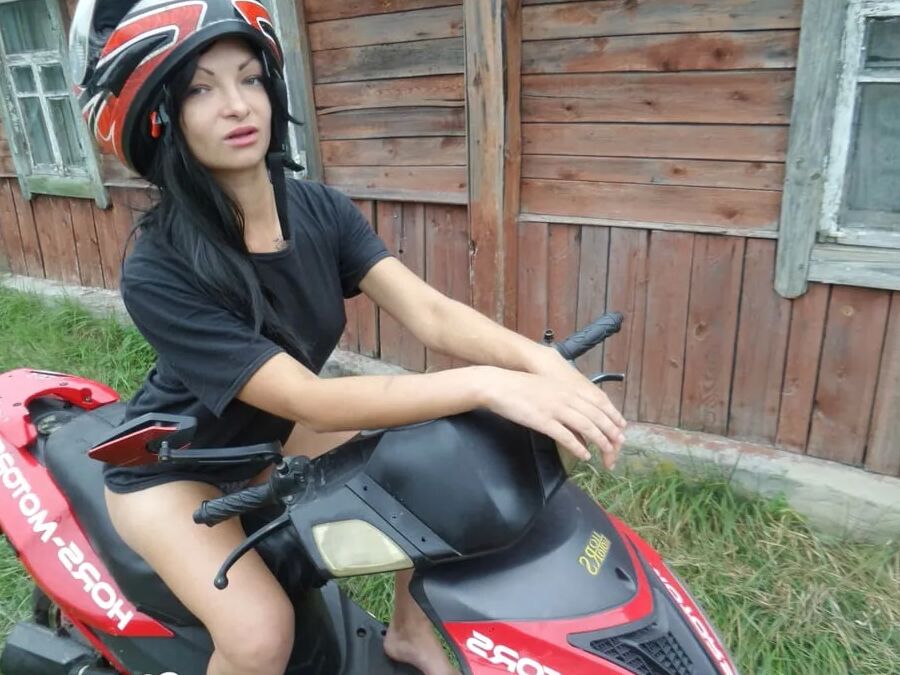 Neighbor takes off her clothes on my bike