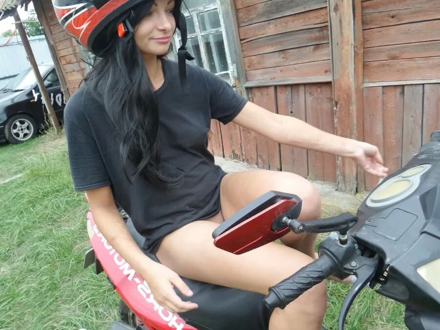 Neighbor takes off her clothes on my bike