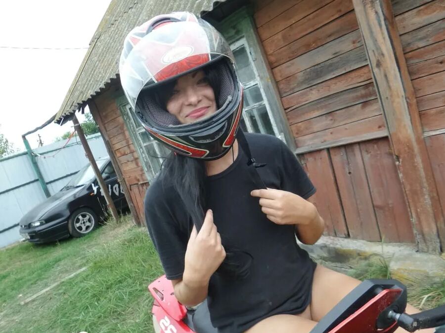 Neighbor takes off her clothes on my bike