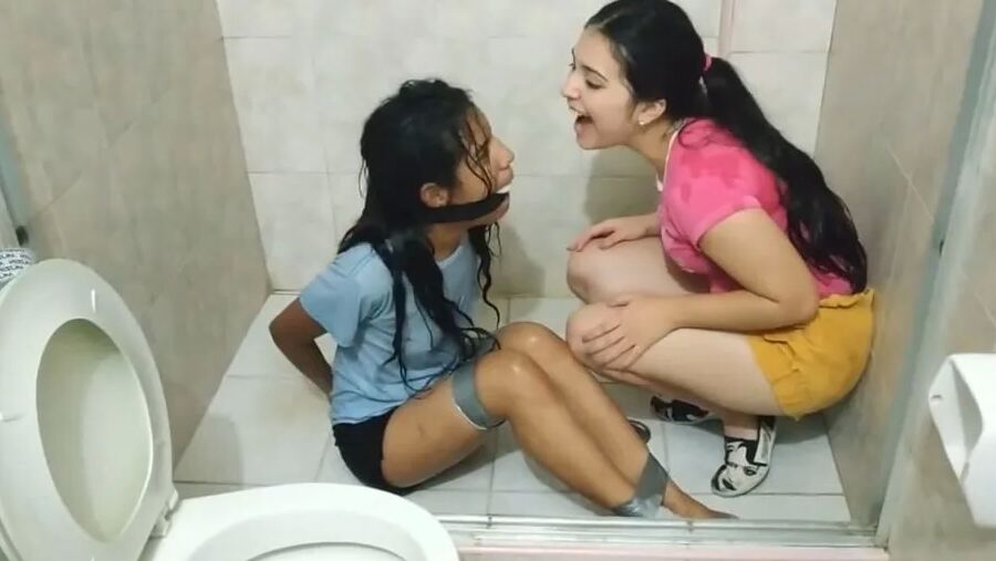 Helpless Bondage Girl Humiliated In The Shower! - Selfgags