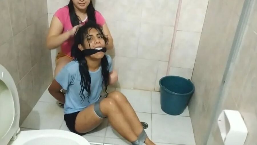 Helpless Bondage Girl Humiliated In The Shower! - Selfgags