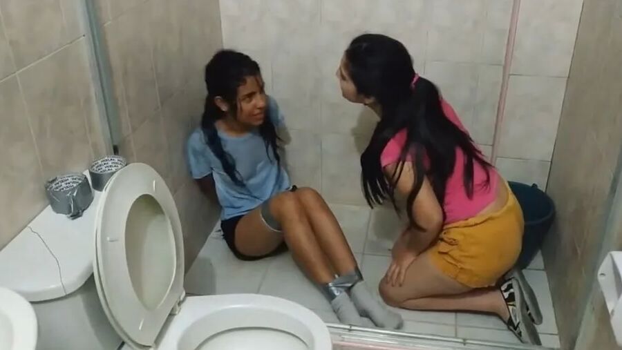 Helpless Bondage Girl Humiliated In The Shower! - Selfgags