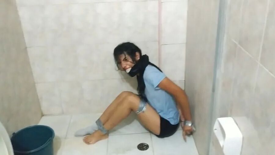 Helpless Bondage Girl Humiliated In The Shower! - Selfgags