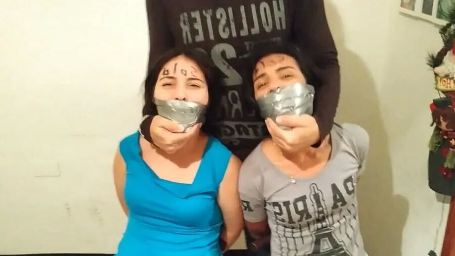 Two Girls Bound And Taken By Couple - Selfgags