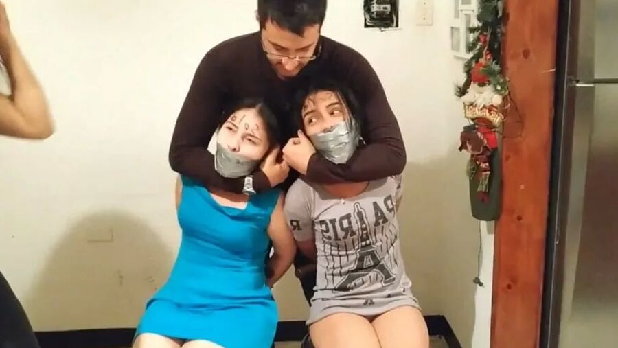 Two Girls Bound And Taken By Couple - Selfgags