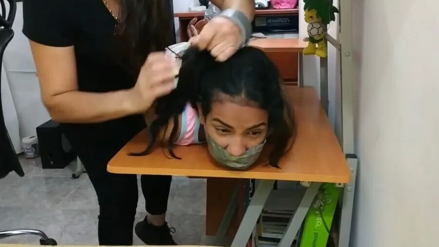 Babysitter Hogtied With Shoe Tied To Her Face - Selfgags