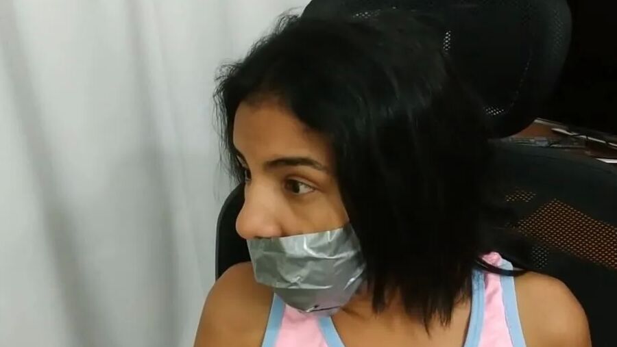 Babysitter Hogtied With Shoe Tied To Her Face - Selfgags
