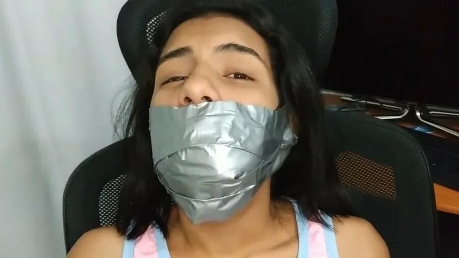 Babysitter Hogtied With Shoe Tied To Her Face - Selfgags