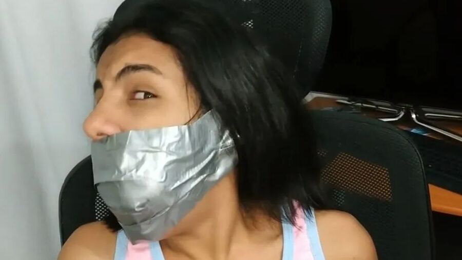 Babysitter Hogtied With Shoe Tied To Her Face - Selfgags