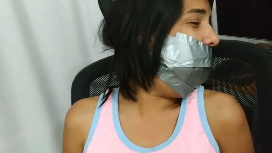 Babysitter Hogtied With Shoe Tied To Her Face - Selfgags